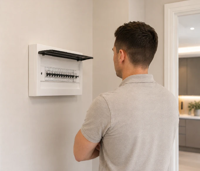 Professionally installed consumer unit inspected by a qualified electrician in a modern residential property.